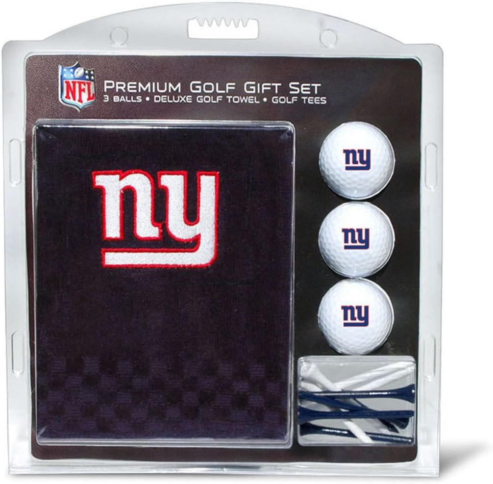 Team Golf NFL New York Giants Gift Set Embroidered Golf Towel, 3 Golf Balls, and 14 Golf Tees 2-3/4" Regulation, Tri-Fold Towel 16" x 22" & 100% Cotton : Sports Fan Golf Towels : Sports & Outdoors