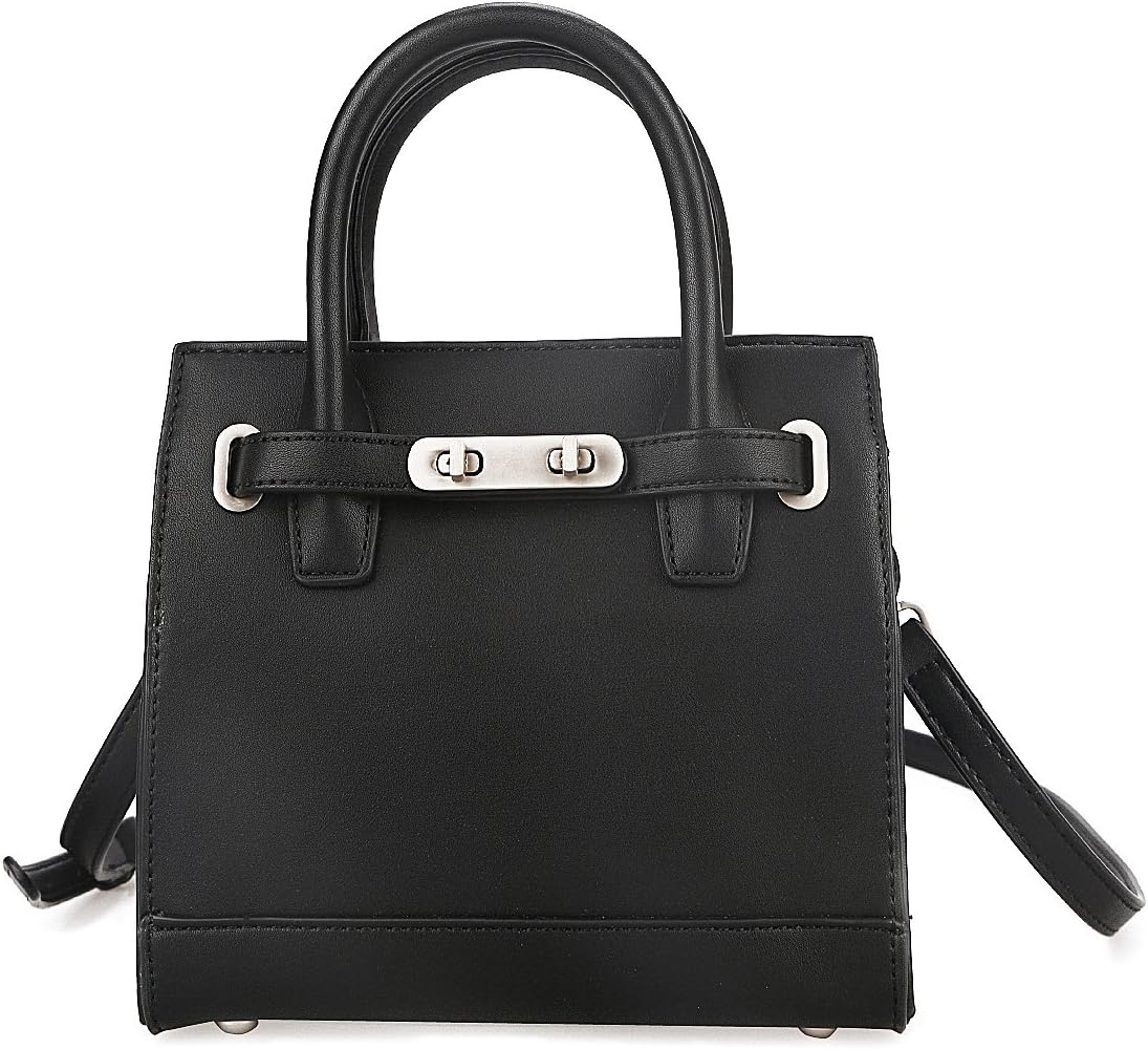 Ladies Designer Briefcase, SUSEN Womens Handbags Faux Leather, Fashion Celebrity Tote Shoulder Bag, Zipper Closure (Black)