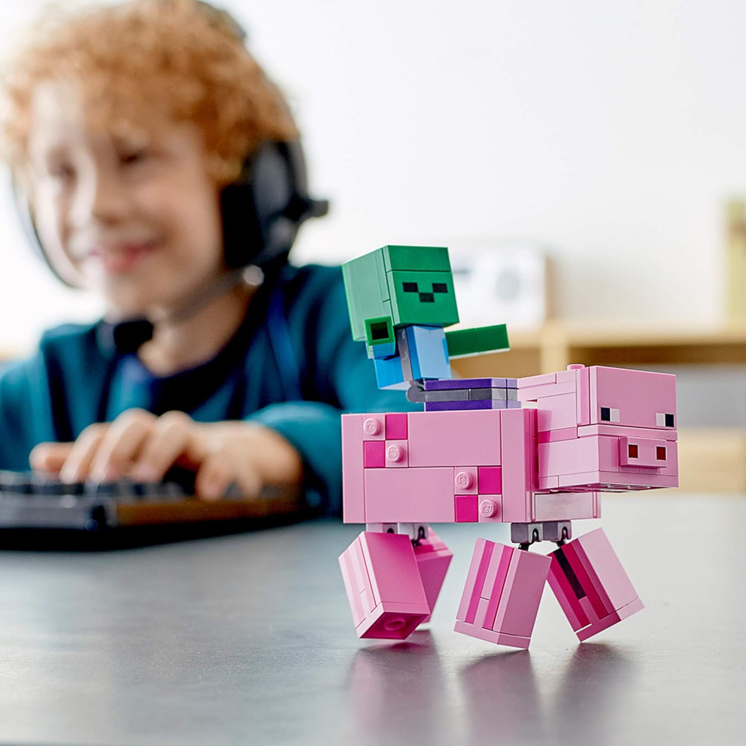 LEGO Minecraft Pig BigFig and Baby Zombie Character 21157 Cool Buildable Play-and-Display Toy Animal Figure for Kids New 2020 (159 Pieces) - Image 4