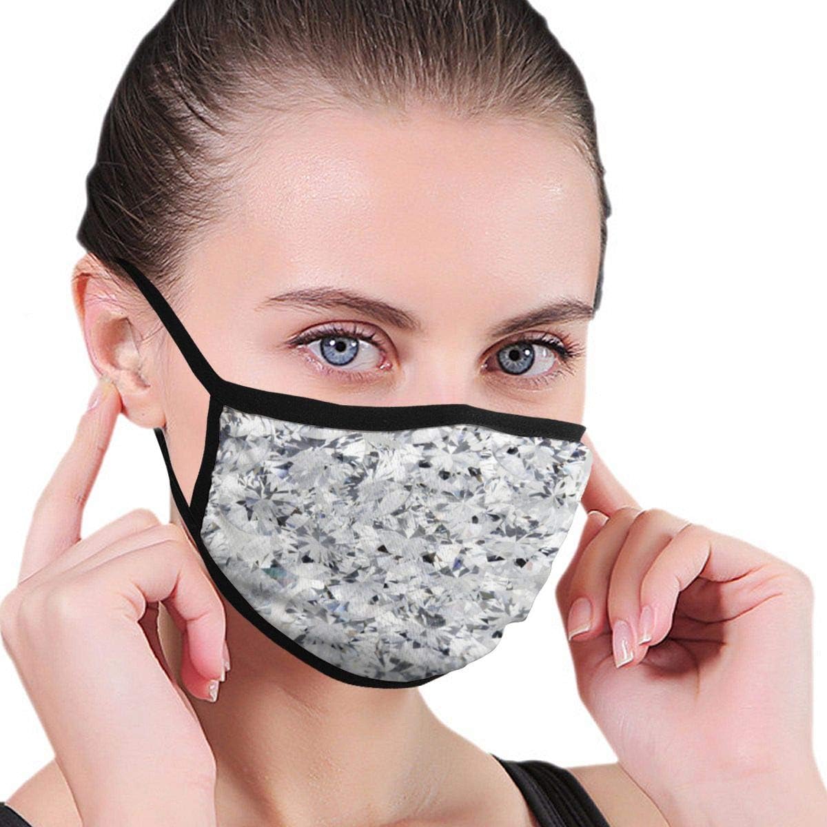 Diamond Print Face Mouth Masks Cover For Men& Women Anti-Bacterial Reusable Windproof Thermal Mask(1 PCS)