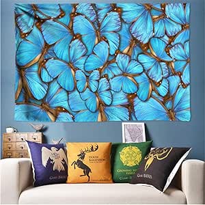 wrhua Tapiz Psicodélico De Mariposa Azul Fluorescente Montado En La