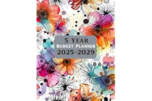 5 Year 2025-2029 Budget Planner: Financial Expense Tracker to Record and Track Your Bills Expenses & Savings for Five Years From January 2025 to ... | 250 Pages.( Watercolor Rainbow Flowers )