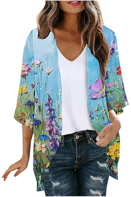 Kimono Cardigan Short Sleeve Flyaway Cardigan Summer Cardigan UK