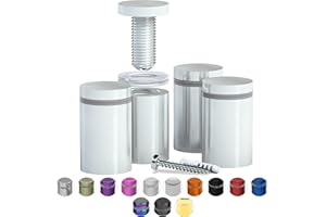 STRATFORD WORKS 4 Pcs Stainless Steel Standoff Screws (White) - ½” x 1” Screws for Acrylic, Wood, and Glass Signage - Sign Standoffs Wall Mount for Frames, Advertisements, and Displays