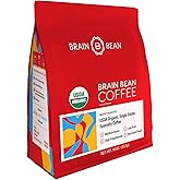 Brain Bean Organic Coffee &ndash; USDA Certified Organic Whole Bean Medium Roast &ndash; Premium Specialty Coffee &ndash; Fresh Roasted for Rich Aroma &amp; Smooth Balanced Flavor &ndash; 16 oz