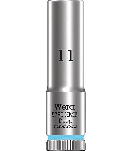 Wera 8790 HMA 1/4" Drive Deep Socket | 6-Point, 11mm Size, Cyan Color | Professional Quality Tool - View #7