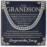 To My Grandson Cuban Chain Necklace - Gift From Grandparents, Grandma and Grandpa for Birthday, Christmas - Cards for Men
