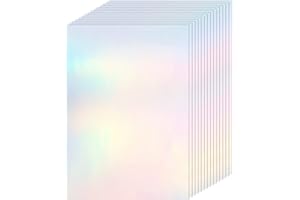 Clabby 36 Sheets Holographic Sticker Paper A4 Vinyl Holographic Laminate Sheets Self Adhesive Waterproof Transparent Film, 11.7 x 8.3 inches(Colorful)