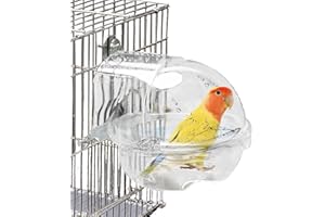 kathson Bird Bath Box for Cage Parakeet Bath Tub Parrot Hanging Bathtub Cube No-Leakage Birds Bath Shower Box Bowl Cage Accessory for Small Birds Lovebird Canary Cockatiel, Acrylic Clear(Transparent)