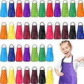 Handepo 36 Pcs 12 Colors Kids Aprons Bulk L for 7-13 Age Adjustable Children Chef Aprons with Pockets Kids Painting Apron for Cooking Baking Crafting Art Activity