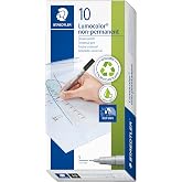 STAEDTLER Lumocolor Non-Permanent Wet Erase Marker Pen, Extra Fine Tip, Low Odor Colored Markers, Black, 311-9