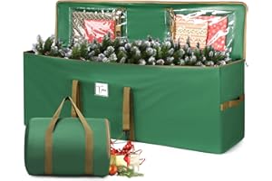 GOTECH Christmas Tree Storage Bag, Fits 9-Ft Christmas Tree Bag, Christmas Tree Storage Box 2-Pack, 60L X 14.5W X 20H, Waterproof Oxford Cloth Christmas Tree Box With Durable Zipper And Sturdy Handles(Green)