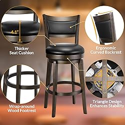 PrimeZone Swivel Bar Stools Set of 4, 26 Inch