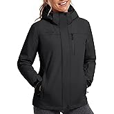 FREE SOLDIER Women's Waterproof Ski Snow Jacket Fleece Lined Warm Winter Rain Jacket with Hood Fully Taped Seams