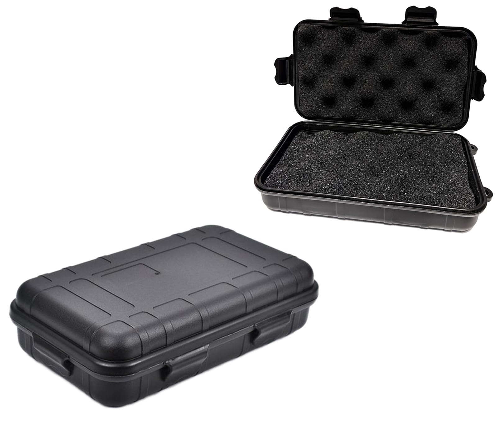 Milepetus 2pcs Large Outdoor Shockproof Waterproof Boxes Survival Airtight Case Plastic Survival Box Container Storage Case (Black, XL)