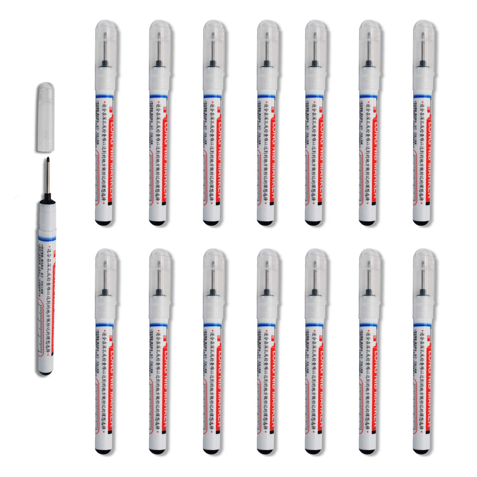 TopHomer Permanent Marker for 0.7-1 mm Extra Long Tip Marker Pen Black (15PCS)