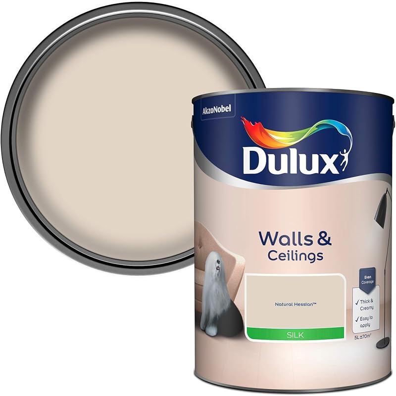 Dulux Silk Emulsion Paint For Walls And Ceilings Natural Hessian 5L