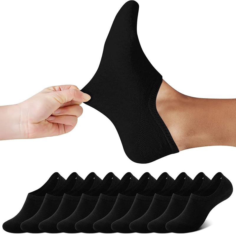 Meias Masculinas Femininas 10 Pares Curtos Meias Invisíveis Tornozelo Algodão Silicone Antiderrapante Preto de Verão-3942 — foto 1 de 7