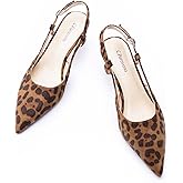 C.Paravano Kitten Heels for Women | Low Heel | Slingback Heels for Women | Pointed Pumps Shoes | Closed Toe Sandals
