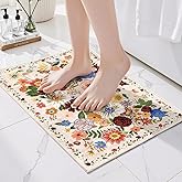 Babovid 24x17 Inch Door Mat Indoor Entrance,Floral Area Rug Non Slip Beige | Low Pile,Non-Shedding Small Rug for Kitchen,Entryway,Bedroom,Bathroom,Pet
