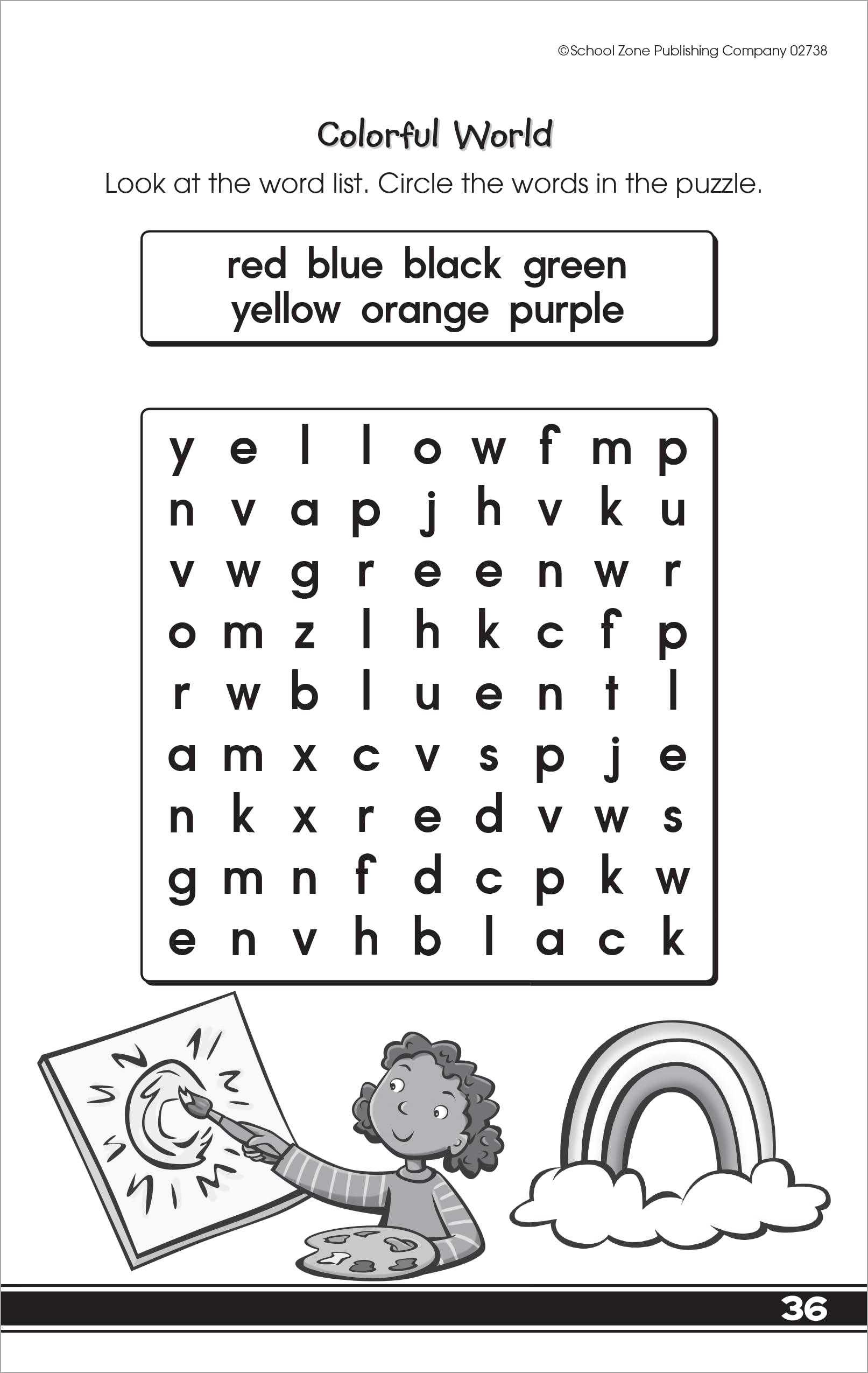 School Zone My First Word Searches Workbook: 48 Pages, Kindergarten, 1st Grade, Activity Pad, Search & Find, Word Puzzles, Ages 5 to 7 (Little Busy Book Series)