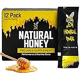 Honey Bae Natural Honey Sachets, Herbal Vitality & Energy Support for Men, Pure Honey with Maca Tongkat Ali Ginseng, On-The-Go Single Serve Packets, 12 x 15g