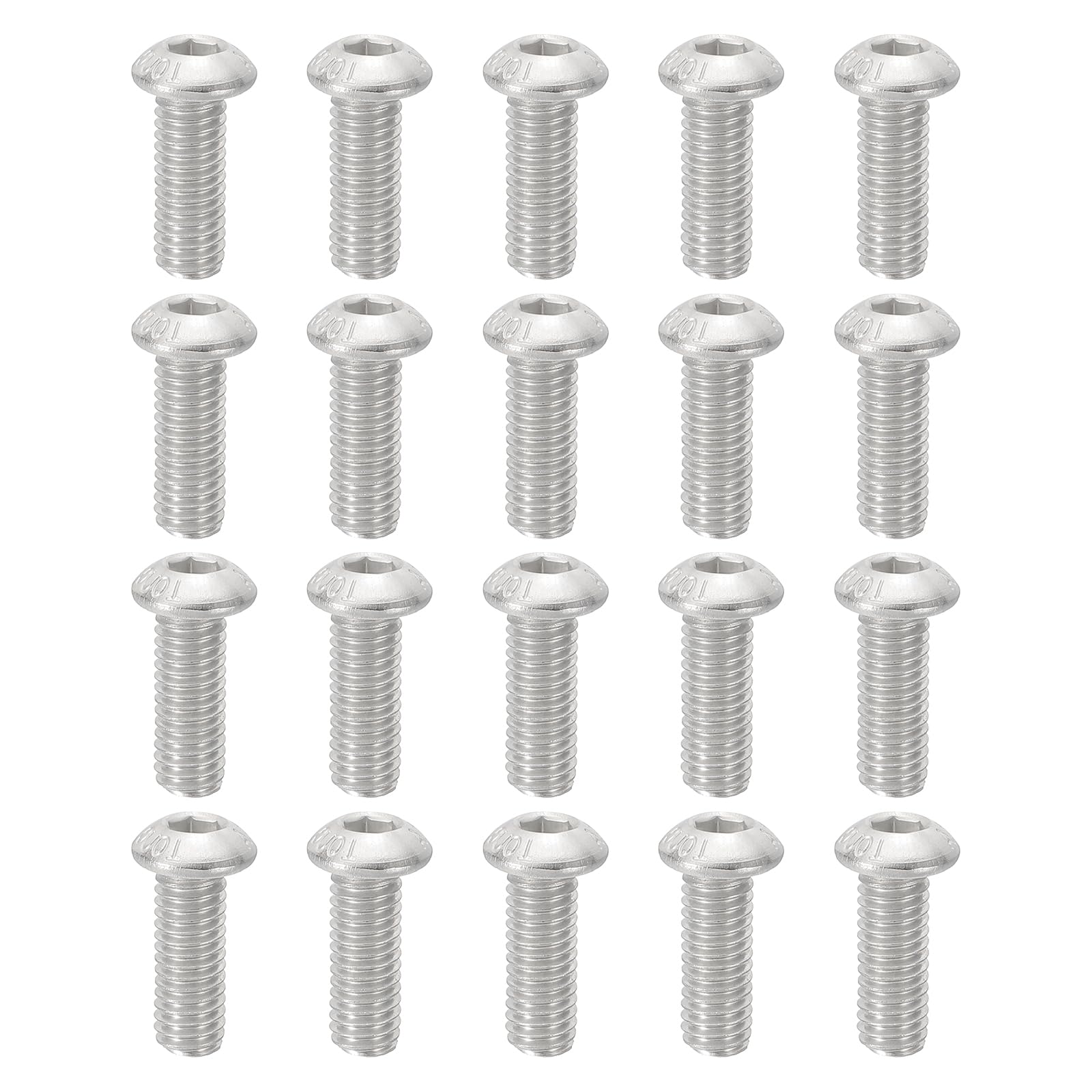 PATIKIL M6-1x16mm Button Head Socket Cap Screws, 20 Pcs 304 Stainless Steel 18-8 Hex Socket Cap Screw Bolts Allen Hex Drive Full Machine Thread