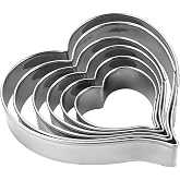 MrCookie Heart Cookie Cutters Set,6pc,Thickened Stainless Steel | Sandwich cutters &amp; biscuit molds.Sturdy for cookies,sandwiches, cake,fruit.Ideal for DIY baking,home use,and holiday parties.