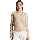 GreenMount Women's V Neck Sweater 100% Pure Cashmere Essential Long Sleeve Pullover Warm Soft Sweater for Women