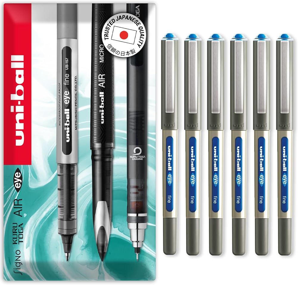 uni-ball Eye UB-157 0.7mm Light Blue Rollerball Pen Pack of 6