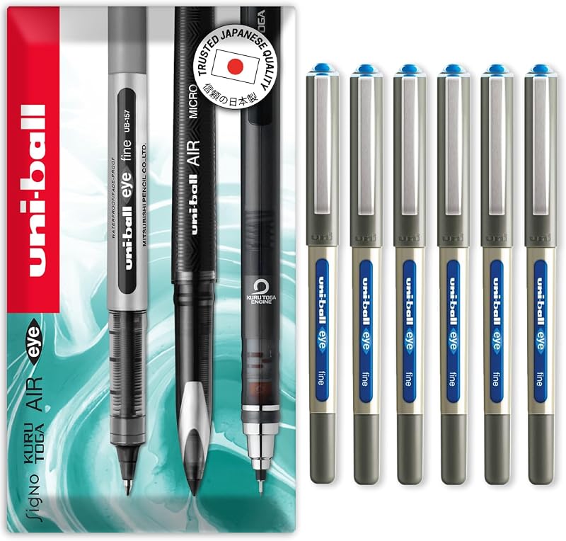 uni-ball Eye UB-157 0.7mm Light Blue Rollerball Pen Pack of 6