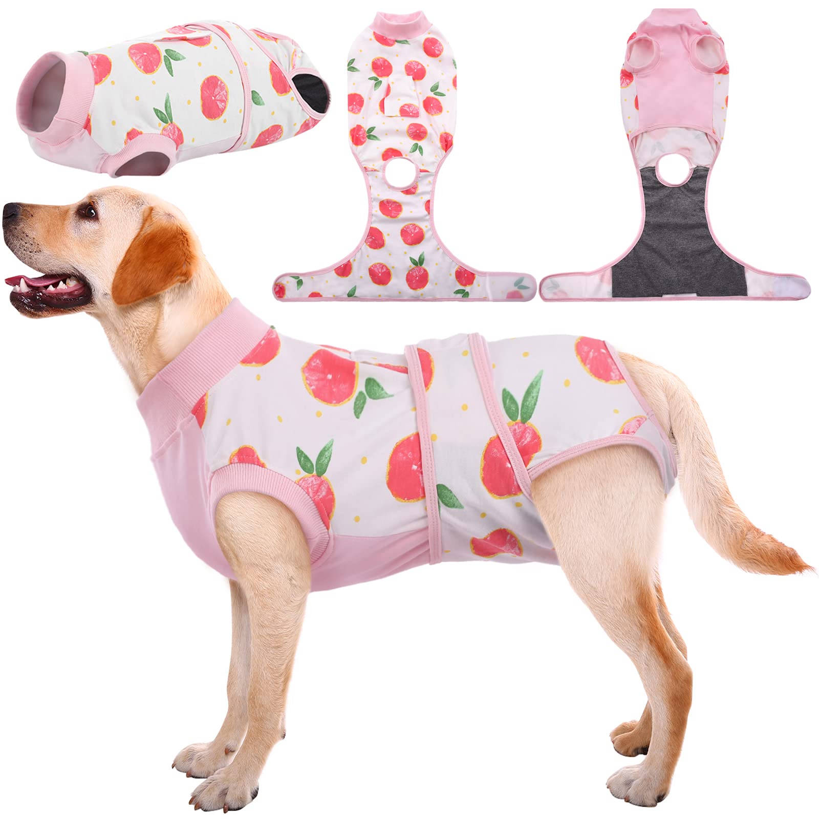 Kuoser Dog Surgery Recovery Suit, Dogs Recovery Suits Female Spay and Male Neuter for Post-Op Care, Soft Dog Onesie Surgery Cone alternative Prevent Licking, Peach powder XXL