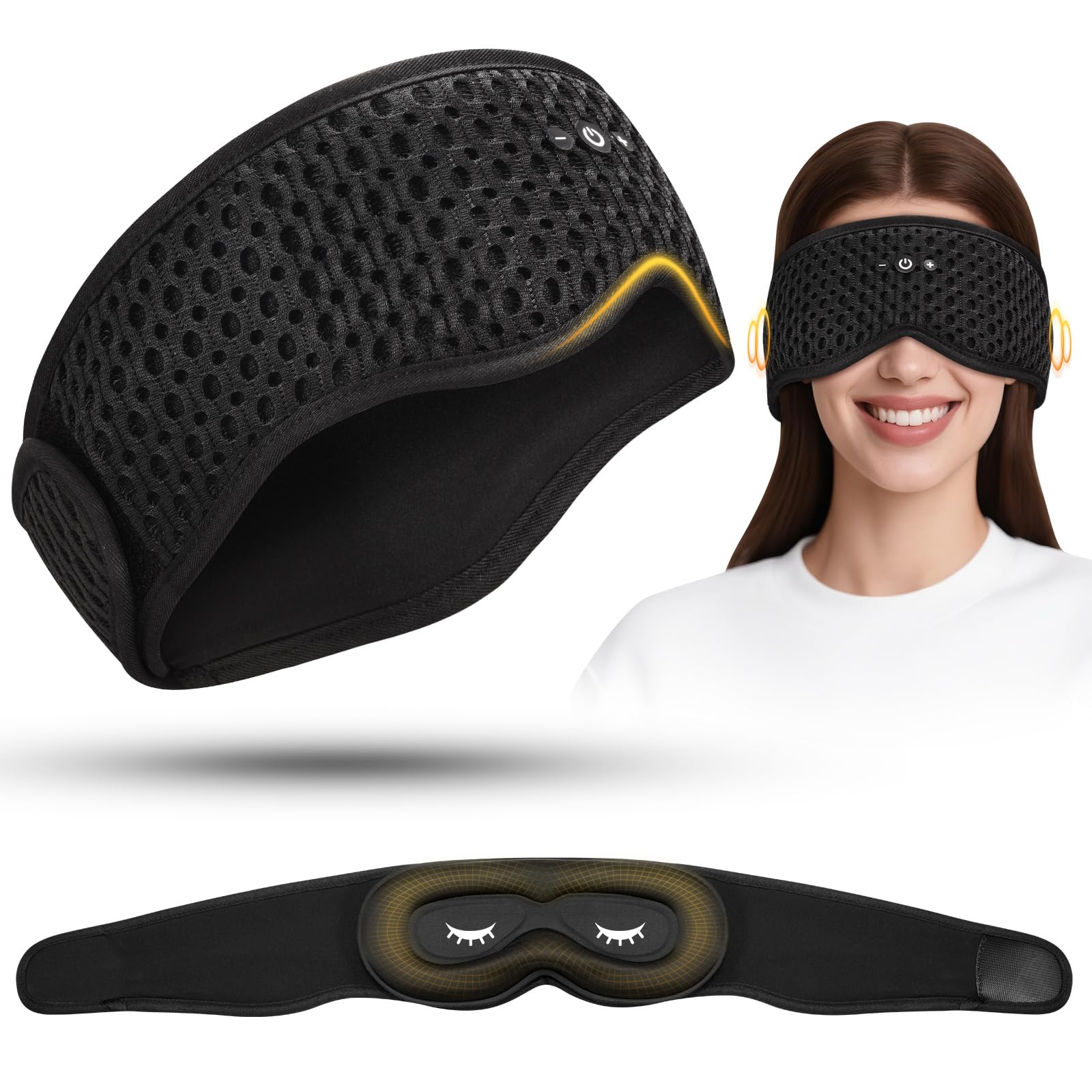 Photo 1 of ASIILOVI Bluetooth Sleep Mask HF016 Sleep Headphones with Detachable & Washable 3D Contoured Eye Mask, Integrated Adjustable Hook-and-Loop Eye Masks for Sleep, Perfect for Men/Women/Teens Sleep Gifts