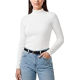 Zengjo Womens Mock Neck Long Sleeve Tops Ribbed Thermal Baselayer Shirt Stretch