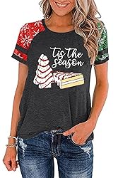 Ovazly Christmas Shirt for Women Raglan Sleeve
