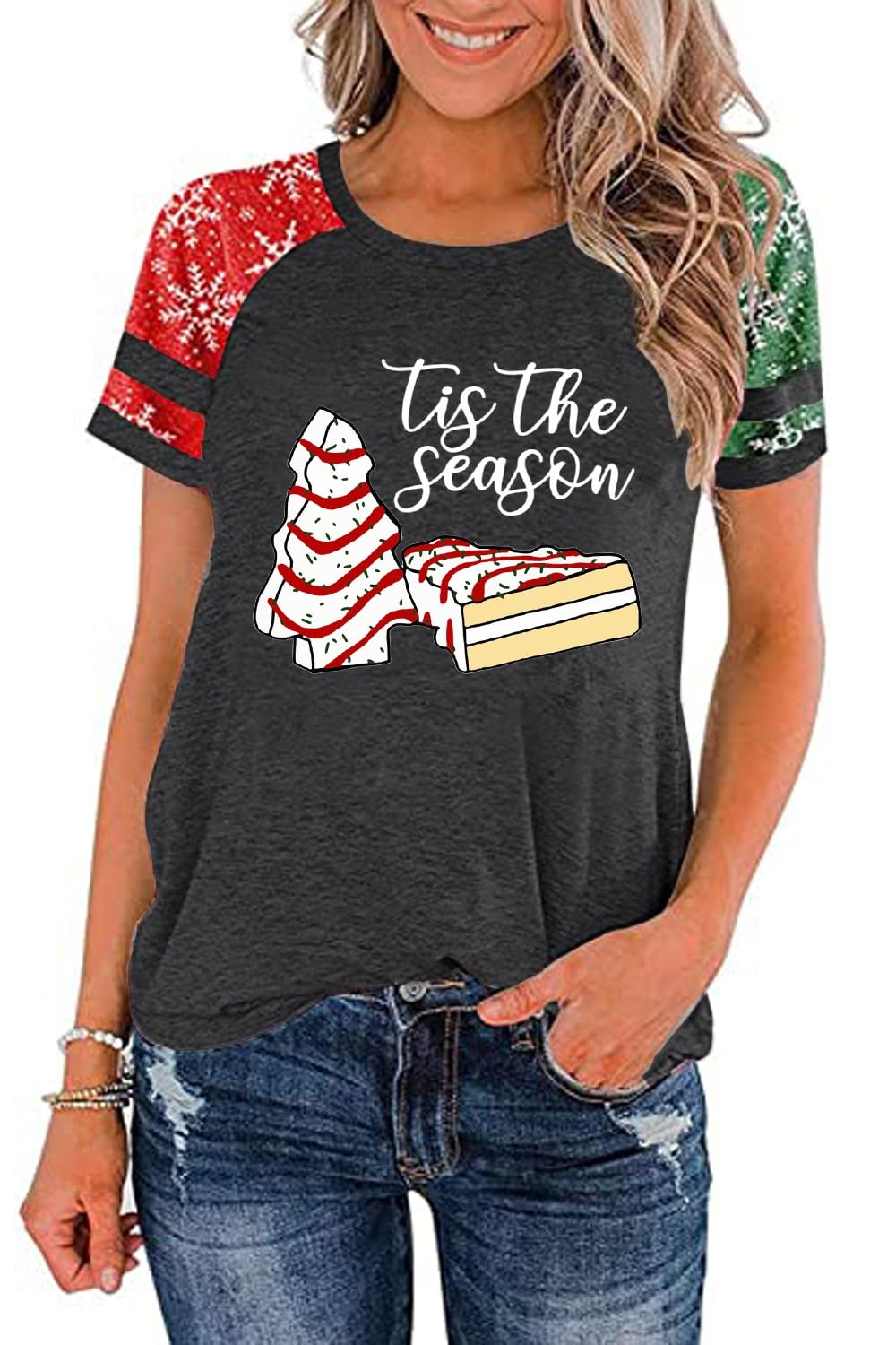Ovazly Christmas Shirt for Women Raglan Sleeve