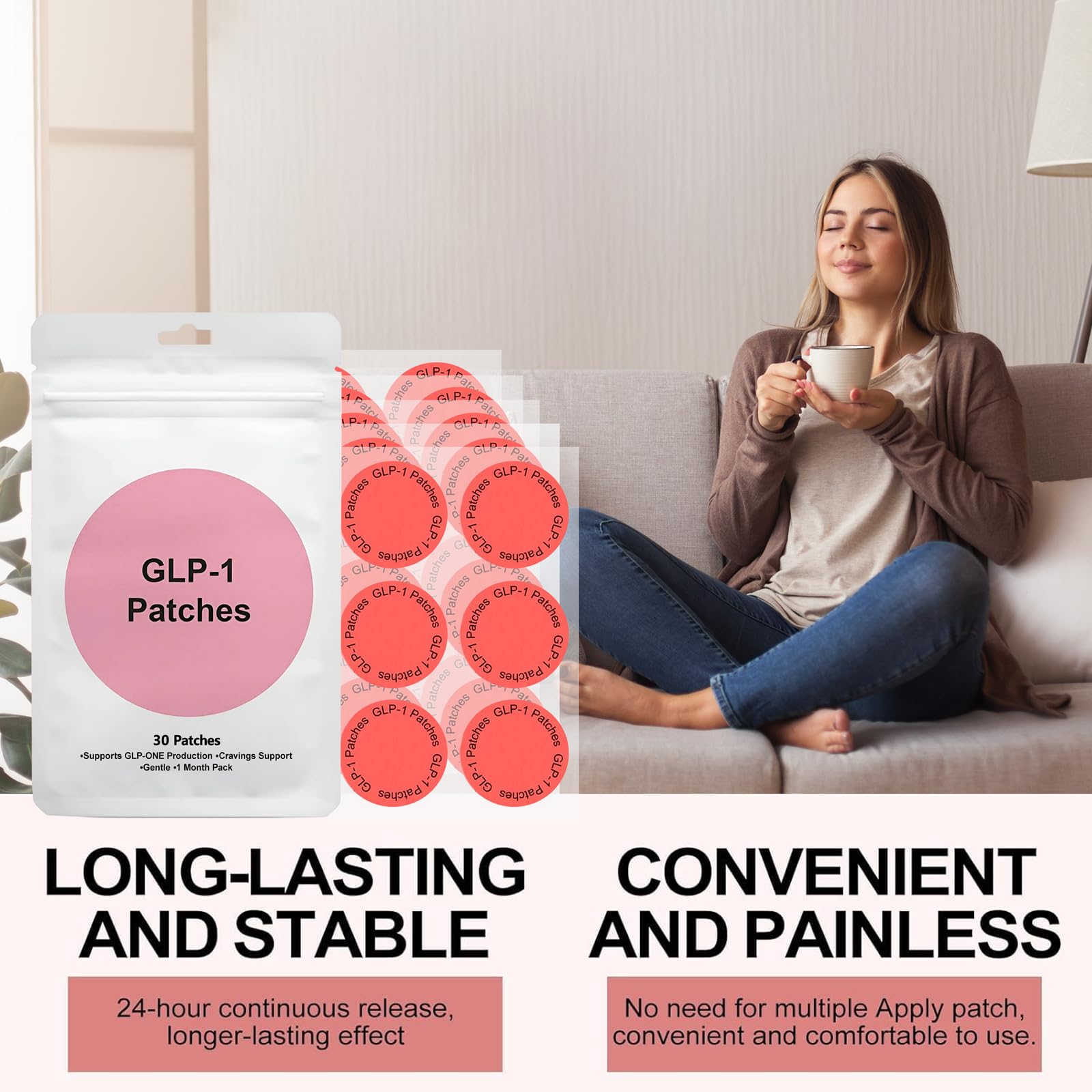 TMHBVI GLP-1 Patches, Suitable for Male and Female GLP-1 Body Care Patches，30 Count.