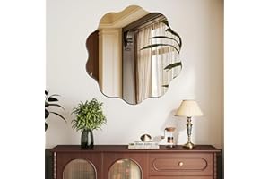 DARENYI Round Wavy Mirror for Wall Decor, 12 inch Wavy Edge Acrylic Round Wall Mirror Circle for Bathroom, Bedroom, Living Ro