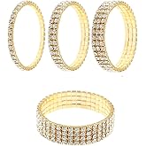 Zealmer Sparkle Multicolor Rhinestone Stackable Stretch Bracelets for Women