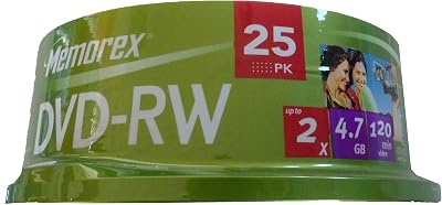 Memorex DVD-RW 2x 25 Disc Cake ReWritable Recordable Media