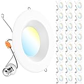 Sunco 24 Pack Retrofit LED Recessed Lighting 6 Inch, Downlight Can Lights for Ceiling, 1050 LM, 2700K/3000K/3500K/4000K/5000K, Dimmable, Baffle Trim, 13W=75W, 50000 Lifetime Hours, Damp Rated UL