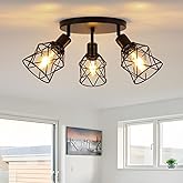 WILON Kitchen Light Fixtures Ceiling Mount, Black Fixtures 3-Light Adjustable Semi Flush Mount Ceiling Light, Multi-Direction