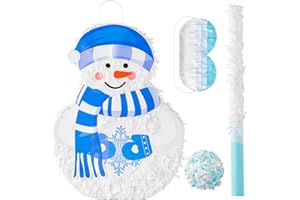 VinTS Snowman Pinata, Winter Christmas Pinata with Blindfold Stick,Games for Xmas Kids Party,Winter Theme Holidays Decorations,16.92x12.59x1.5 inch