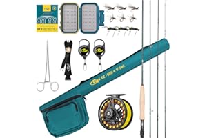 SF Fly Fishing Rod Combo Starter Kit 4Piece 3wt 7.6', 4wt 8', 5/6/7/8wt 9' Emerald Green 24T Carbon Fiber with case, Pre-Spoo