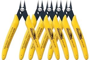 HOUSERAN Flush Cutters, 5 Pack, 5 Inch Micro Flush Cut Pliers with Spring, Side Cut Nippers, Mini Wire Cutters Model Nippers Flush Cutters for Jewelry Making, Plastic Models, Zip Ties, Electronics