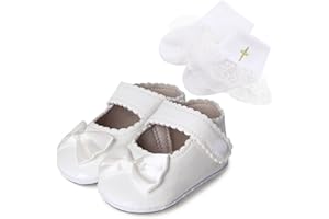 AGJ Baby Girls Baptism Shoes Toddler Bowknot Mary Jane Shoes