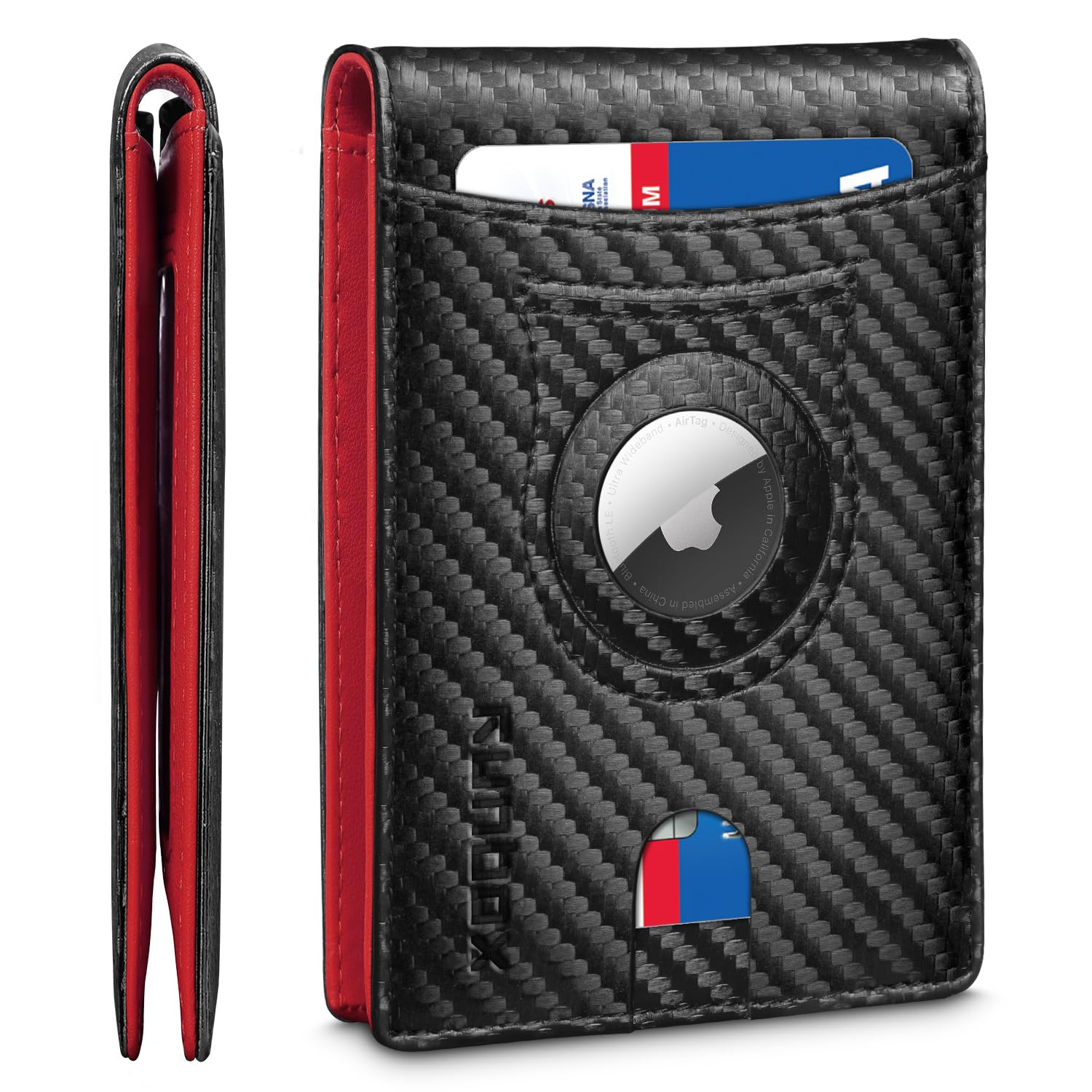RUNBOX AirTag-Wallet-Mens-Slim-RFID Blocking Wallets Leather with Bill Compartment Air Tag Bifold Card Holder Wallet Gifts for Men Dad
