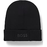 BOSS Mens Small Logo Cotton Blend Knit Hat