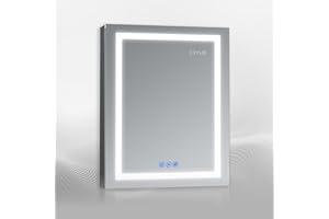 DECADOM LED Mirror Medicine Cabinet Recessed or Surface, Defogger, Dimmer, Clock, Room Temp Display, Makeup Mirror 3X, Outlets & USBs (RUBiNi 24x32/R)
