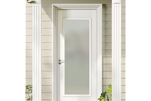 Lakenyon Entry Door Glass Inserts Replacement - 22" x 64" 1-Lite Frosted Tempered Glass Insert Kit with White Frame, for Exterior Front Door